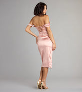 Martine Off-The-Shoulder Midi Satin Formal Dress